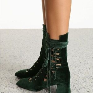 Forest Green Lace Up Boots